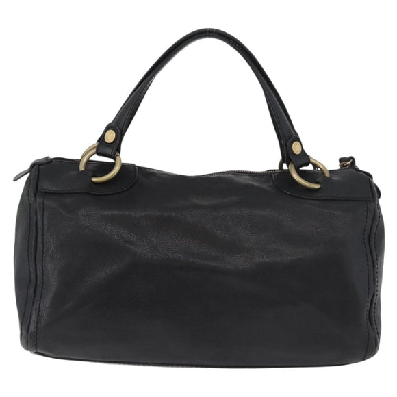 CELINE Hand Bag Leather Black Gold Auth bs35405