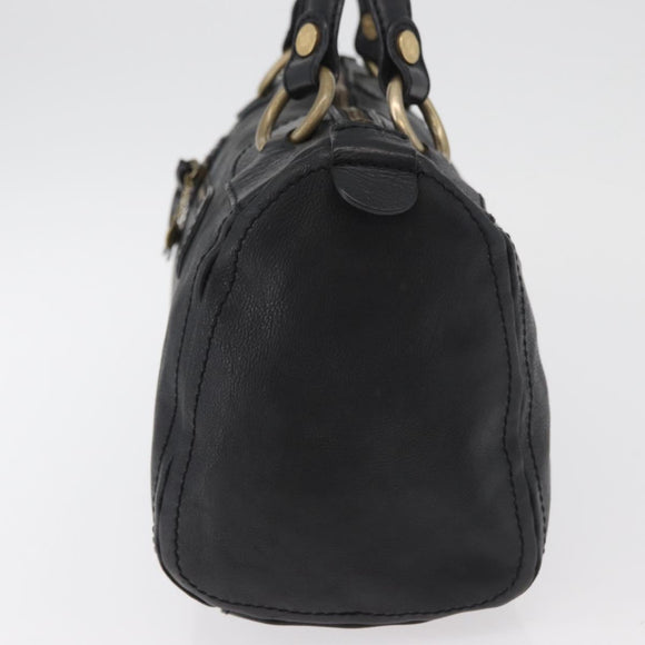 CELINE Hand Bag Leather Black Gold Auth bs35405