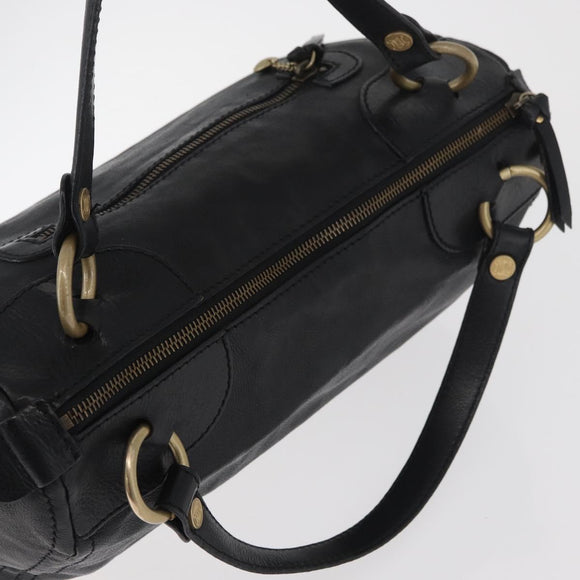 CELINE Hand Bag Leather Black Gold Auth bs35405