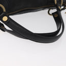 CELINE Hand Bag Leather Black Gold Auth bs35405-7