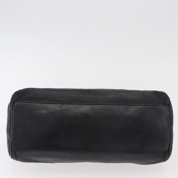CELINE Hand Bag Leather Black Gold Auth bs35405