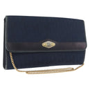 Christian Dior Trotter Canvas Chain Shoulder Bag Navy Gold Auth bs35406-1