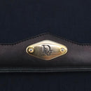Christian Dior Trotter Canvas Chain Shoulder Bag Navy Gold Auth bs35406-18