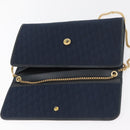 Christian Dior Trotter Canvas Chain Shoulder Bag Navy Gold Auth bs35406-9