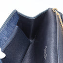 Christian Dior Trotter Canvas Chain Shoulder Bag Navy Gold Auth bs35406-21