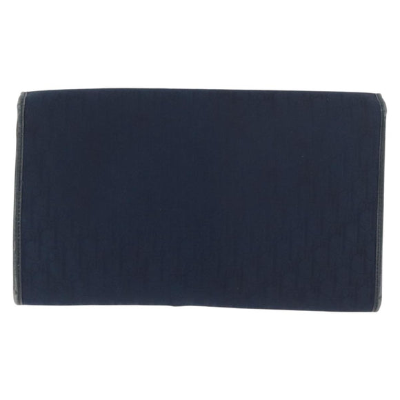 Christian Dior Trotter Canvas Chain Shoulder Bag Navy Gold Auth bs35406