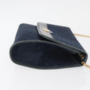 Christian Dior Trotter Canvas Chain Shoulder Bag Navy Gold Auth bs35406-3