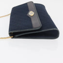 Christian Dior Trotter Canvas Chain Shoulder Bag Navy Gold Auth bs35406-4