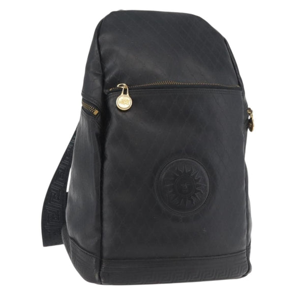 Gianni Versace Shoulder Bag Leather Black Gold Auth bs35407