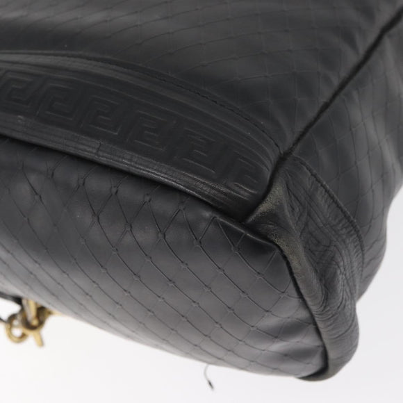 Gianni Versace Shoulder Bag Leather Black Gold Auth bs35407