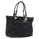 Christian Dior Lady Dior Draagtas Nylon Zwart Zilver Auth bs35408-1