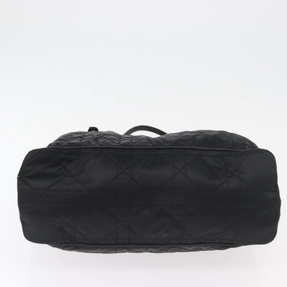 Christian Dior Lady Dior Draagtas Nylon Zwart Zilver Auth bs35408