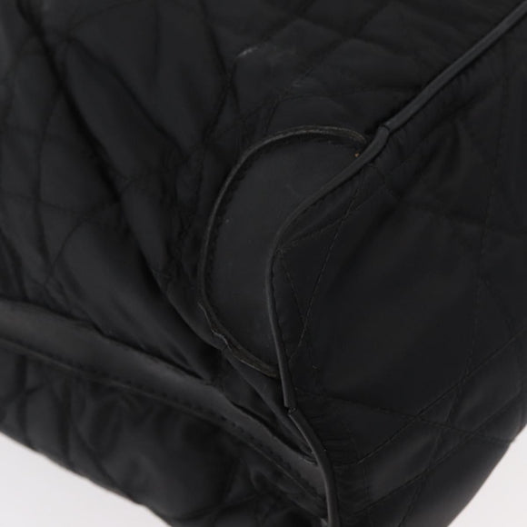 Christian Dior Lady Dior Draagtas Nylon Zwart Zilver Auth bs35408
