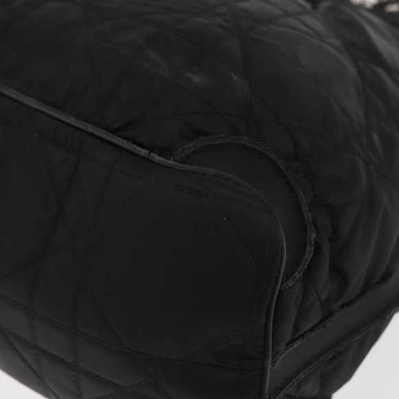 Christian Dior Lady Dior Draagtas Nylon Zwart Zilver Auth bs35408