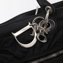 Christian Dior Lady Dior Draagtas Nylon Zwart Zilver Auth bs35408-15
