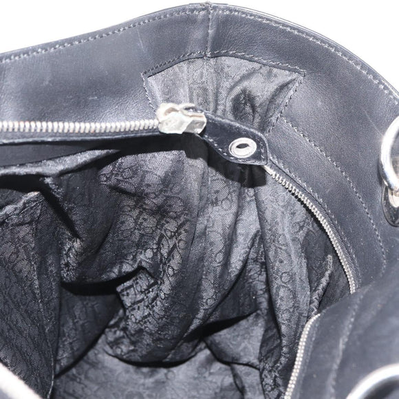 Christian Dior Lady Dior Draagtas Nylon Zwart Zilver Auth bs35408