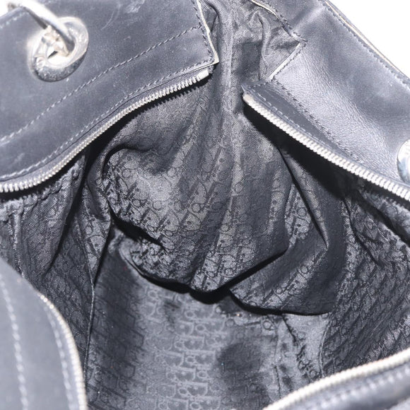 Christian Dior Lady Dior Draagtas Nylon Zwart Zilver Auth bs35408
