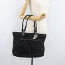 Christian Dior Lady Dior Draagtas Nylon Zwart Zilver Auth bs35408-23