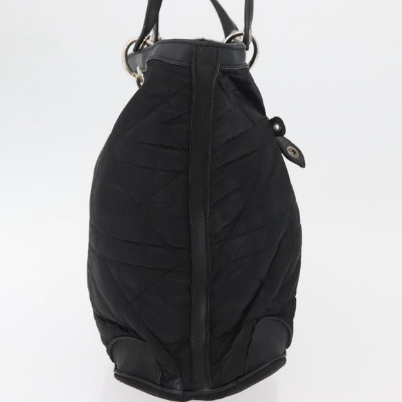 Christian Dior Lady Dior Draagtas Nylon Zwart Zilver Auth bs35408