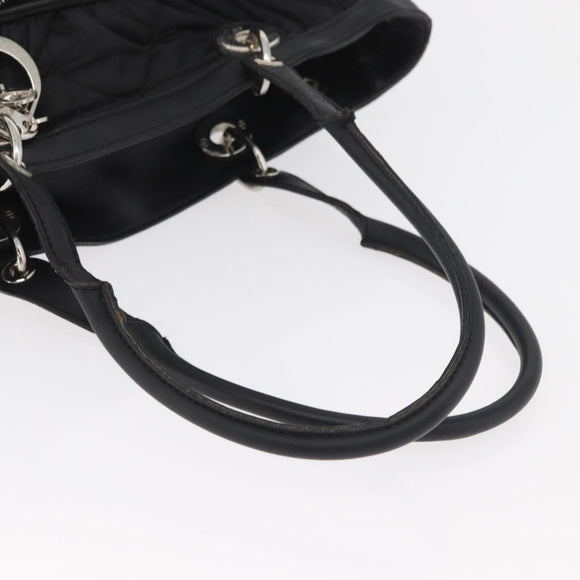 Christian Dior Lady Dior Draagtas Nylon Zwart Zilver Auth bs35408