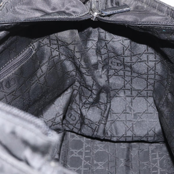Christian Dior Maris Pearl Tote Bag Nylon Black Silver Auth bs35409