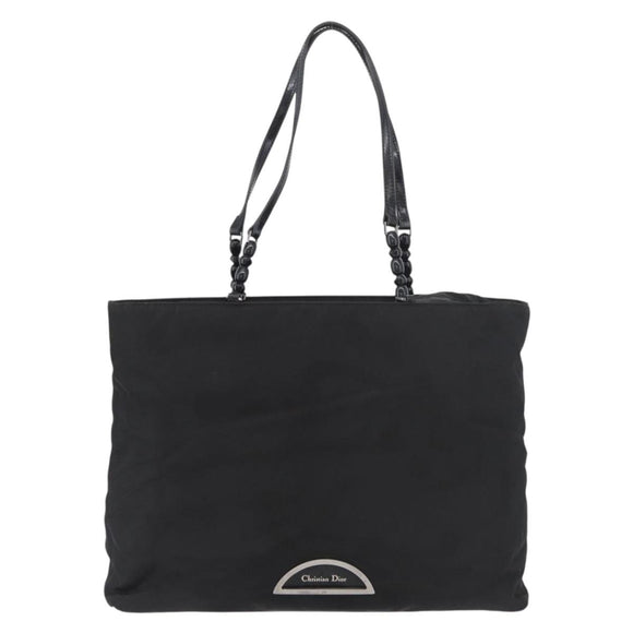 Christian Dior Maris Pearl Tote Bag Nylon Black Silver Auth bs35409