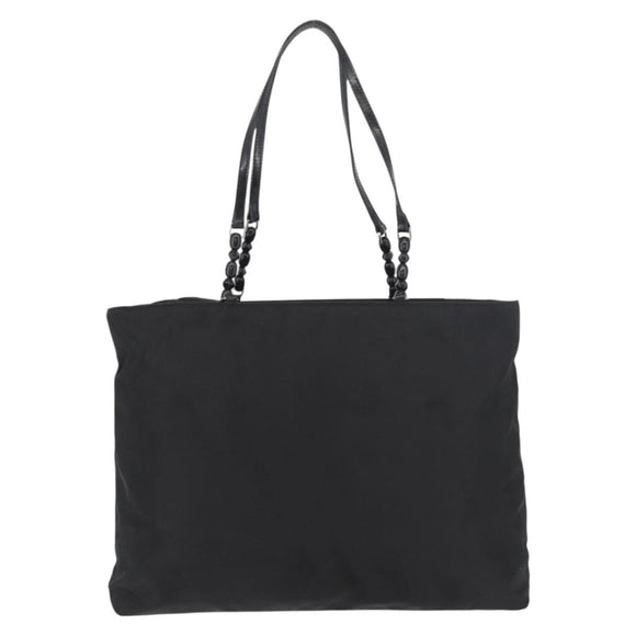 Christian Dior Maris Pearl Tote Bag Nylon Black Silver Auth bs35409