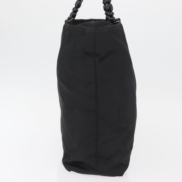 Christian Dior Maris Pearl Tote Bag Nylon Black Silver Auth bs35409