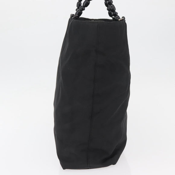 Christian Dior Maris Pearl Tote Bag Nylon Black Silver Auth bs35409