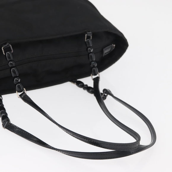 Christian Dior Maris Pearl Tote Bag Nylon Black Silver Auth bs35409
