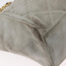 PRADA Ketten-Schultertasche Wildleder Grau Gold Authentisch bs35411-15