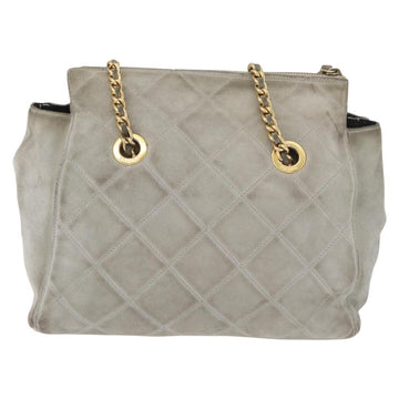 PRADA Chain Shoulder Bag Suede Gray Gold Auth bs35411 - 0
