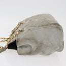 PRADA Ketten-Schultertasche Wildleder Grau Gold Authentisch bs35411-4
