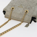PRADA Ketten-Schultertasche Wildleder Grau Gold Authentisch bs35411-6