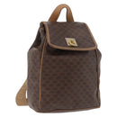 CELINE Macadam Canvas Backpack PVC Leather Brown Gold Auth bs35412-1