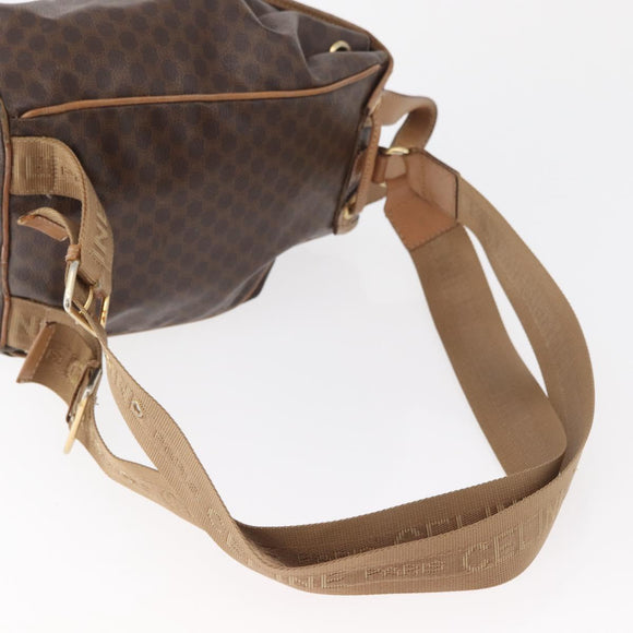 CELINE Macadam Canvas Backpack PVC Leather Brown Gold Auth bs35412