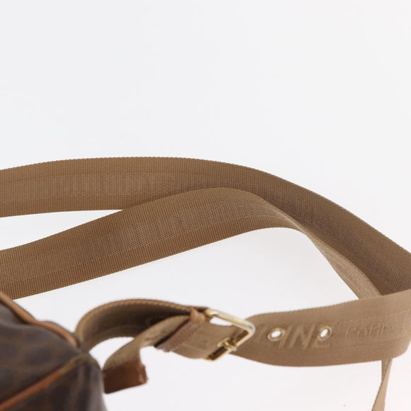 CELINE Macadam Canvas Backpack PVC Leather Brown Gold Auth bs35412