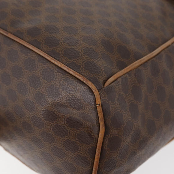 CELINE Macadam Canvas Backpack PVC Leather Brown Gold Auth bs35412