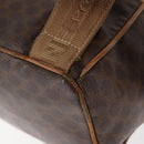 CELINE Macadam Canvas Backpack PVC Leather Brown Gold Auth bs35412-17