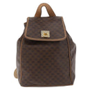 CELINE Macadam Canvas Backpack PVC Leather Brown Gold Auth bs35412-2