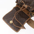 CELINE Macadam Canvas Backpack PVC Leather Brown Gold Auth bs35412-20