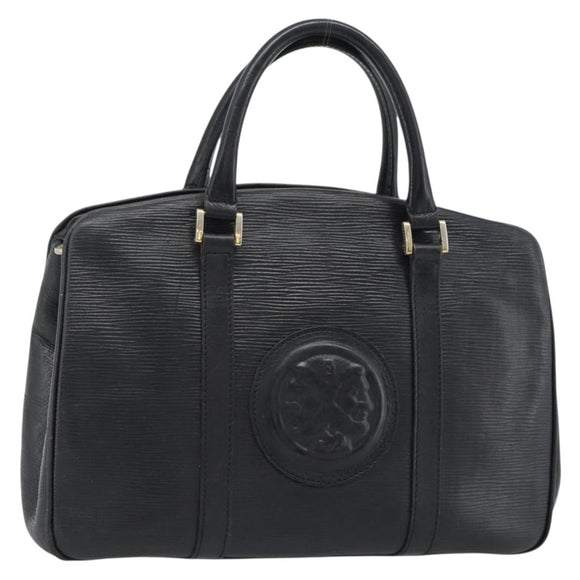 FENDI Hand Bag Leather Black Gold Auth bs35415