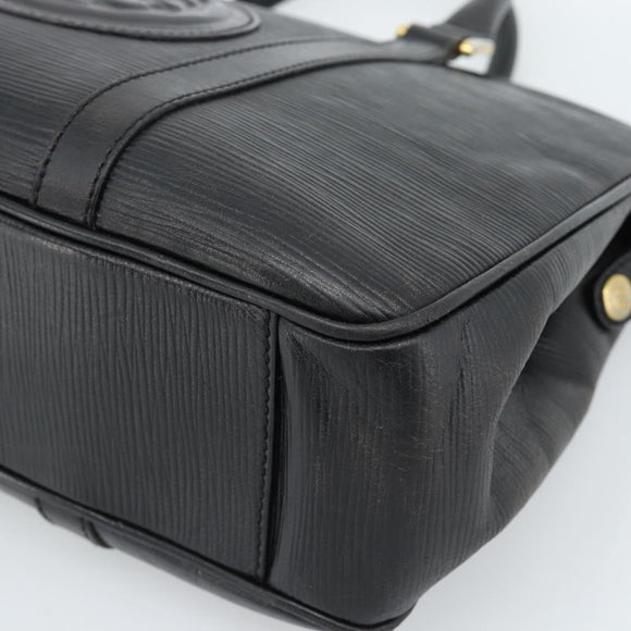 FENDI Hand Bag Leather Black Gold Auth bs35415