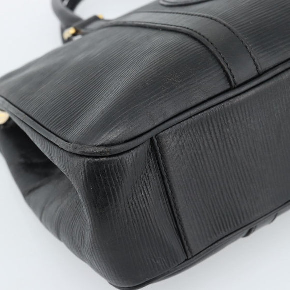 FENDI Hand Bag Leather Black Gold Auth bs35415