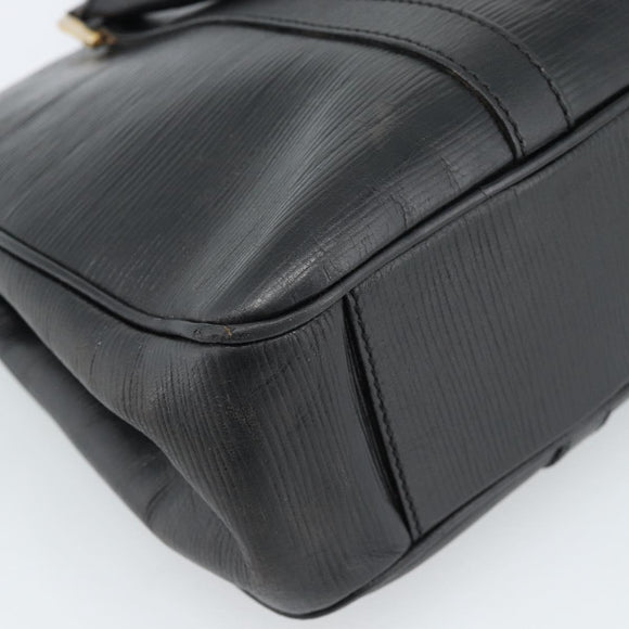 FENDI Hand Bag Leather Black Gold Auth bs35415