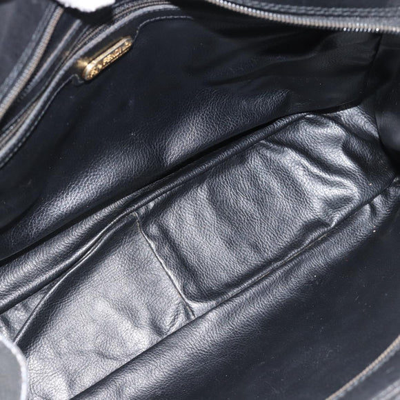 FENDI Hand Bag Leather Black Gold Auth bs35415
