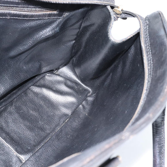 FENDI Hand Bag Leather Black Gold Auth bs35415