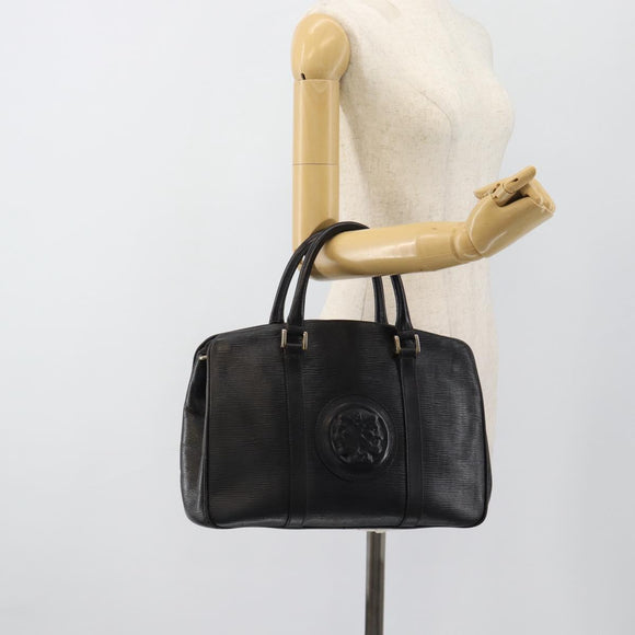 FENDI Hand Bag Leather Black Gold Auth bs35415