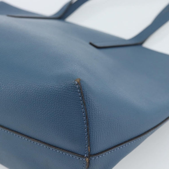 FENDI Tote Bag Leather Blue Silver Auth bs35416
