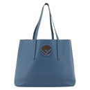 FENDI Tote Bag Leather Blue Silver Auth bs35416-13